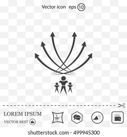 Vector illustration with the image of arrows and people