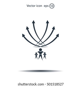 Vector illustration with the image of arrows and people
