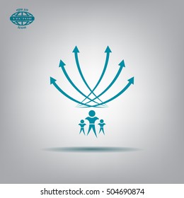 Vector illustration with the image of arrows and people