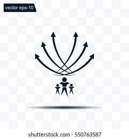 Vector illustration with the image of arrows and people