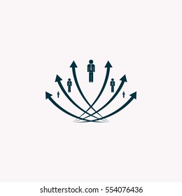 Vector illustration with the image of arrows and people