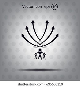 Vector illustration with the image of arrows and people