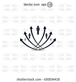 Vector illustration with the image of arrows and people