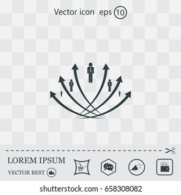 Vector illustration with the image of arrows and people