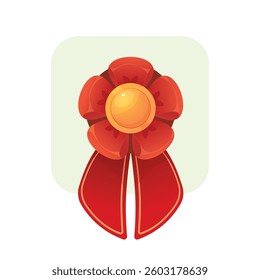 Vector illustration with the image of an award ribbon on a white background. Casual cartoon style.