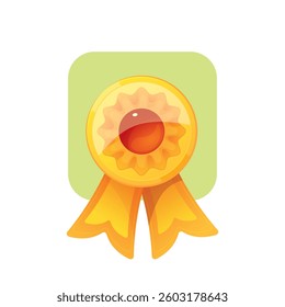 Vector illustration with the image of an award ribbon on a white background. Casual cartoon style.