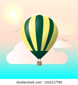vector illustration with the image of the balloon among the clouds