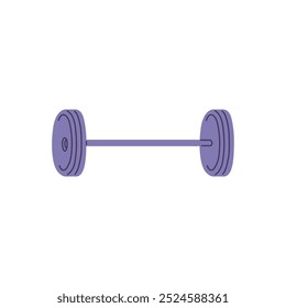 Vector illustration with the image of a barbell, Sports equipment for strength exercises. Element for the design of sports training and fitness on an isolated background. Flat cartoon style.