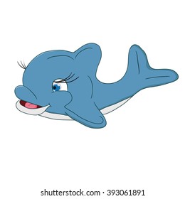 Vector illustration. Image big gay Dolphin on a white background.