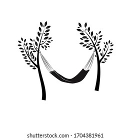Vector illustration. The image is in black. Silhouettes of trees with gammak. Vector illustration about vacation
