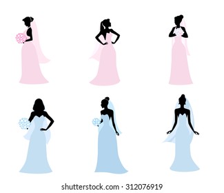 Vector illustration image of a brides in wedding dress