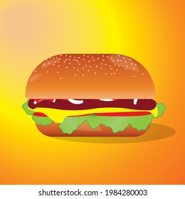 ilustración vectorial con la imagen de una hamburguesa