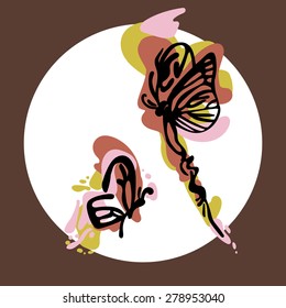Vector illustration with image of butterflies-spots.