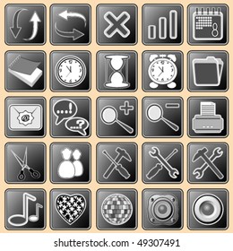 Vector illustration with the image of buttons with icons for the Internet and web devices