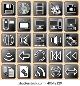 	Vector illustration with the image of buttons with icons for the Internet and web devices