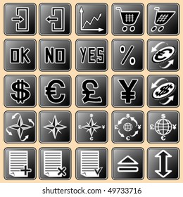 	Vector illustration with the image of buttons with icons for the Internet and web devices.