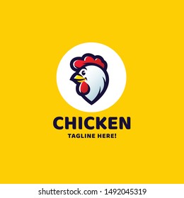 Vector illustration with the image of a cartoon chicken head. Logo template.