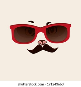 vector illustration image of a cat with a mustache and butterfly sunglasses