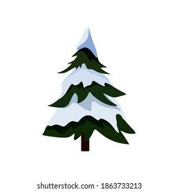Vector illustration. Image of a Christmas tree with snow on the branches.