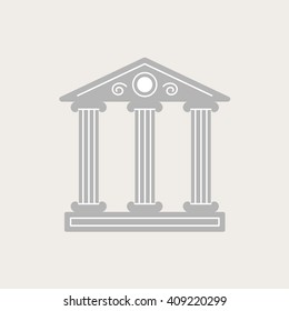 Vector illustration with the image of a classical building with three antique columns. It can be used as a logo for the architectural firm or a museum. 