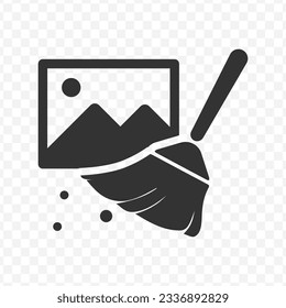 Vector illustration of image cleaning icon in dark color and transparent background(PNG).