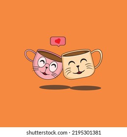 vector illustration image of a coffee cup in the shape of a cute mouse. suitable for pictures on children's clothes, children's books and pictures on your coffee cafe that are more attractive and mode