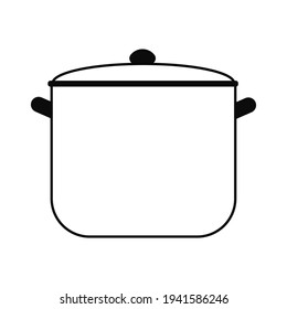 Ilustración vectorial de la imagen de ollas de cocina en estilo doodle aisladas en fondo blanco. Cocina de comida caliente. Diseño de logotipo sencillo