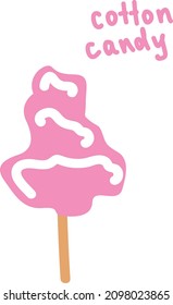 Vector illustration. An image of cotton candy with an inscription. Fast food