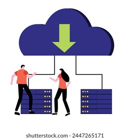 vector illustration image depicting cloud computing and servers