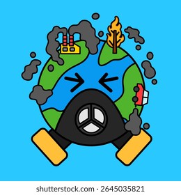 Vector illustration of image design about the earth that is tired of being exposed to pollution.