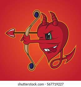 Vector illustration with the image of the devil heart