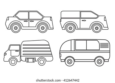 Vector an illustration with the image of different cars