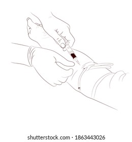 Vector Illustration Image A Doctor Using A Needle To Withdraw Blood From An Investigator To Check The Body