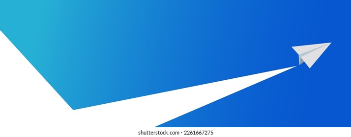 Ilustración vectorial imagen EPS10 de un plano de papel que vuela vigorosamente en un cielo azul de nitidez de gradación.