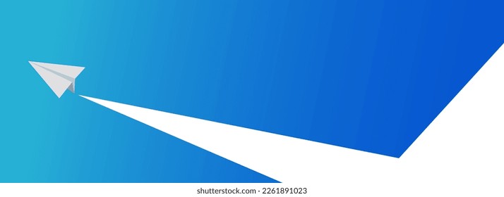 Vector illustration image EPS10 of a paper plane flying vigorously in a vivid blue gradation blue sky.