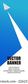 Vector illustration image EPS10 of a paper plane flying vigorously in a vivid blue gradation blue sky.