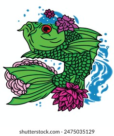 Vector o ilustración Imagen con caracteres de pescado, esta Imagen es adecuada para su uso como diseño de ropa, pegatina u otro diseño