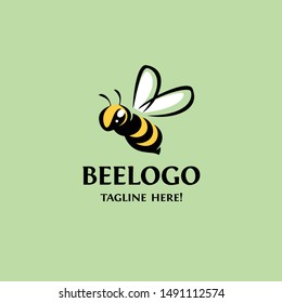 Vector illustration with the image of a flying bee. Logo template.