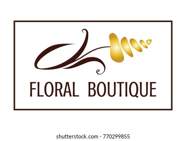 Vector illustration with the image frame and the inscription within Floral Boutique. You can use like a logo or business card