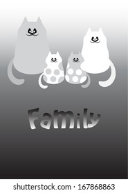 Vector illustration with the image of a friendly family cats. Can be used for greeting cards, banners or thematic