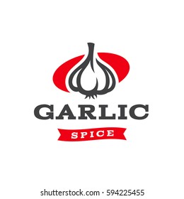 Vector illustration with the image of garlic. Logo. Icon.