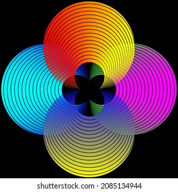 vector illustration with the image of a geometric ornament and painted in rainbow colors for decorating backgrounds of discos, bars and parties as well as for website design