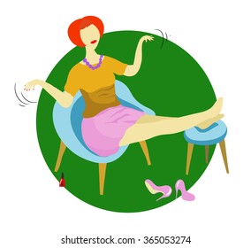 vector illustration with the image of a girl who makes a manicure