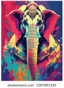 vector illustration image of the Goddess ganesha with colorful background