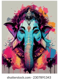 vector illustration image of the Goddess ganesha with colorful background