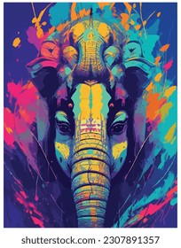 vector illustration image of the Goddess ganesha with colorful background