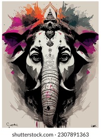 vector illustration image of the Goddess ganesha with colorful background