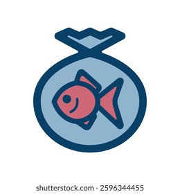 Vector illustration of an image of a goldfish in a bag