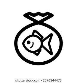 Vector illustration of an image of a goldfish in a bag