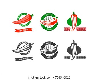 Vector illustration with the image of hot peppers. Logo. Icon.